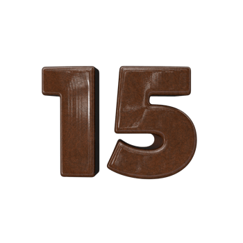 Number 15 3D rendering transparent background png
