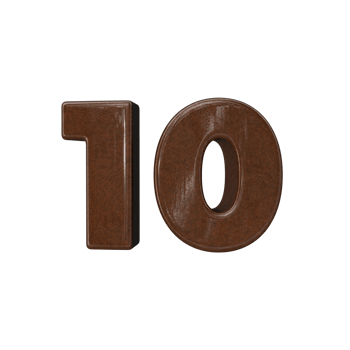 Number 10 3D rendering transparent background png