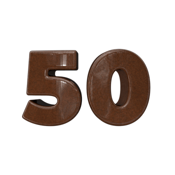 Number 50 3D rendering transparent background png
