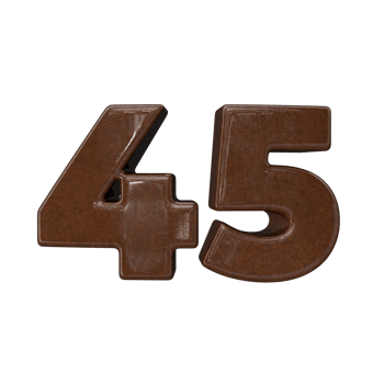 Number 45 3D rendering transparent background png