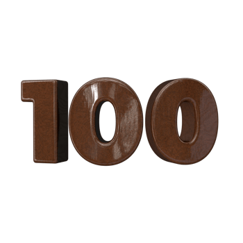 Number 100 3D rendering transparent background png
