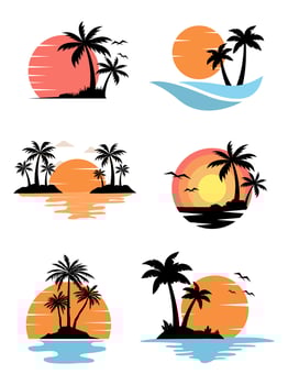 Collection summer beach logo vector illustration.