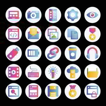 Gradient color icons for Web optimization, design development. vector