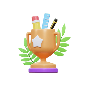 3d school trophy icon illustration object png