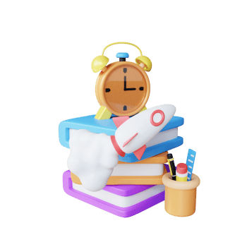 3d time management education concept illustration png
