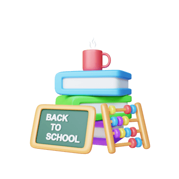 3d some books and abacus education concept illustration png