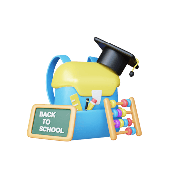 3d school bag education concept illustration png