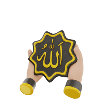 3d holding allah calligraphy ornament icon illustration object png