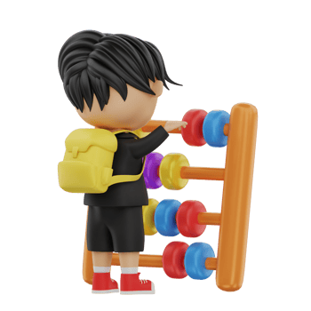 3d cute student character bring an abacus png