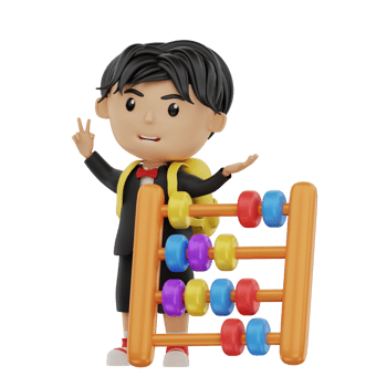 3d cute student character bring an abacus png