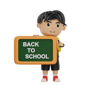 3d cute student character back to school png