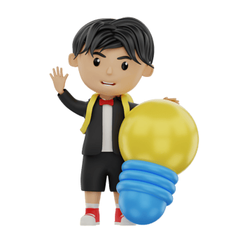 3d cute student character bring an idea png