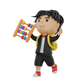 3d cute student character bring an abacus png