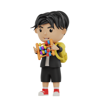 3d cute student character bring an abacus png