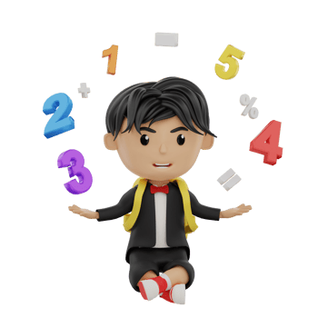 3d cute student character with a math png