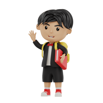 3d cute student character bring a book png