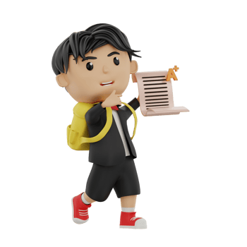 3d cute student character bring a grade A result png
