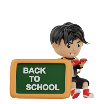 3d cute student character back to school png