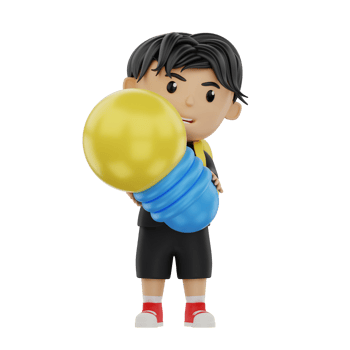 3d cute student character bring an idea png
