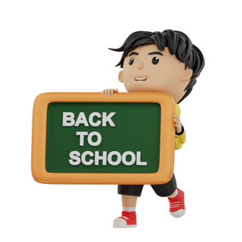 3d cute student character back to school png