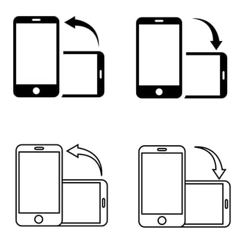 Rotate smartphone isolated icon. Device rotation symbol. Mobile screen horizontal and vertical turn. vector