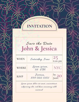 Vintage invitation template. Old classic style. Design for wedding, greeting card, advertisement, label, poster or banner vector