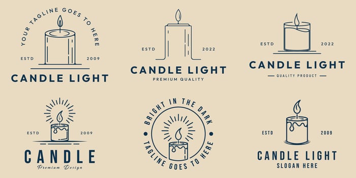 set candle logo line art  simple minimalist icon logo vector illustration design