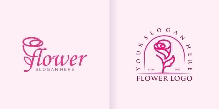 Lotus Flower Collection Abstract logo Beauty Spa Salon Cosmetic brand Linear Style. Looped Leaves Logotype design vector Luxury Fashion template part 1