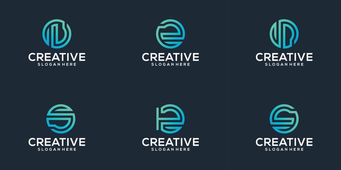 Set bundle monogram logo design collection initial letter A S with unique modern concept vector