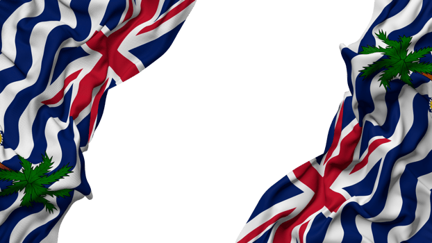 British Indian Ocean Territory, BIOT Flag Cloth Wave Banner in the Corner with Bump and Plain Texture, Isolated, 3D Rendering png