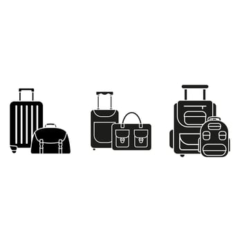 Travel icon vector set. luggage illustration sign collection. bag symbol. suitcase logo. backpack mark.