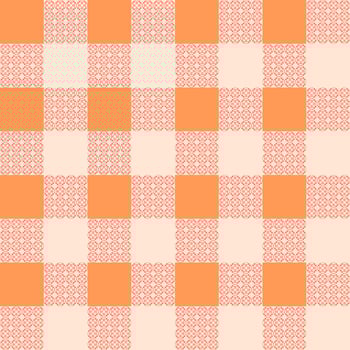 The orange tone of gingham pattern. For plaid, tablecloth, clothe, shirt, dress, paper, bedding, blanket, quilt, textile. Vector seamless design. Concept of hugge, cowboy, country, kitchen, restaurant