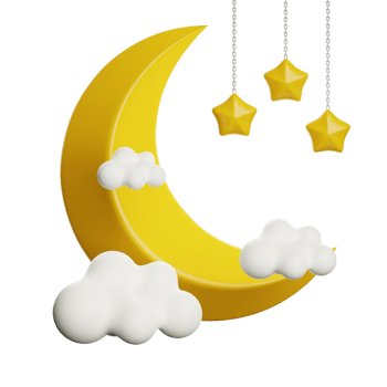 Ramadan Crescent Moon And Stars 3d Icon Illustration png
