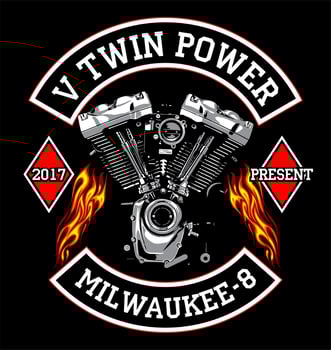 v twin engine and fire vector template