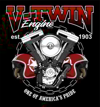 v twin engine and helmet vector template