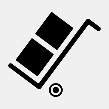 Icon use the trolley. Packaging symbol elements. Icons in glyph style. Good for prints, posters, logo, product packaging, sign, expedition, etc. vector