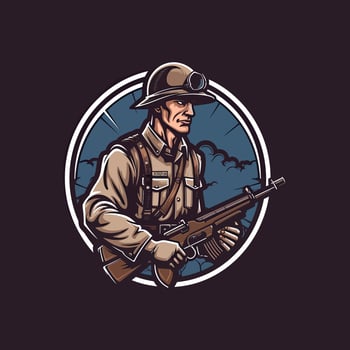 A logo of a soldier, designed in esports illustration style vector