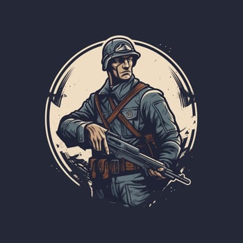 A logo of a soldier, designed in esports illustration style vector