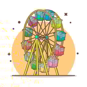 Ferris wheel cartoon icon illustration. carnaval circus festival, park and recreation icon concept isolated cartoon style vector