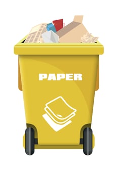 yellow vector dumpster for paper