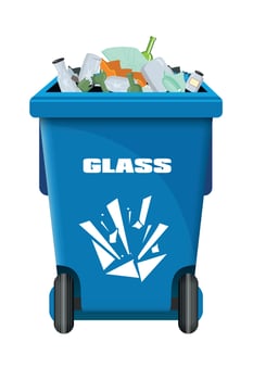 blue vector dumpster for glass