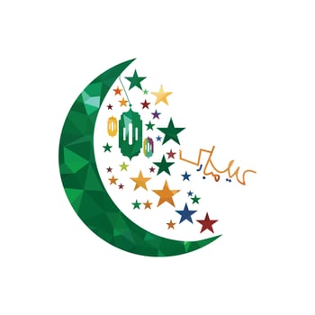 Ramadan Kareem Greeting Card with Moon and Stars. Vector Illustration.