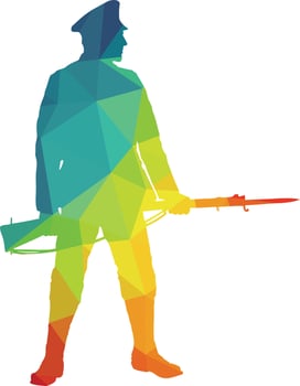 Image Of Colored Silhouette Of A Soldier vector