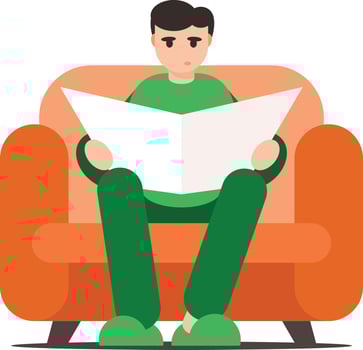 Image Of A Man Reading Newspapers vector