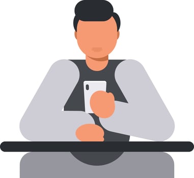 Image Of A Man Using Smartphone vector