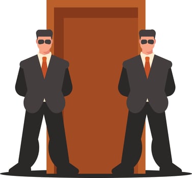 Security Guards In Front Of The Entrance vector