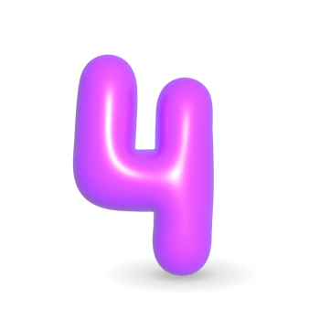 Luxury lilac balloon digit four. 3d realistic design element. For Happy Birthday. png