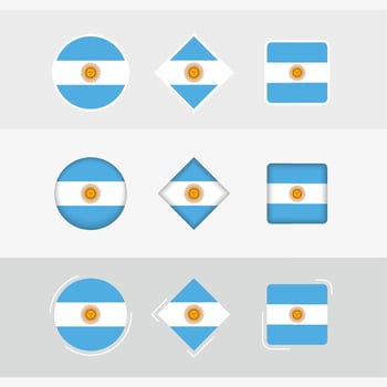 Argentina flag icons set, vector flag of Argentina.