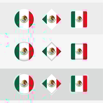 Mexico flag icons set, vector flag of Mexico.