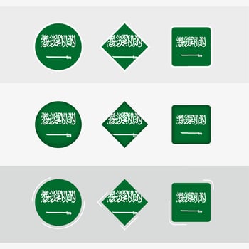 Saudi Arabia flag icons set, vector flag of Saudi Arabia.
